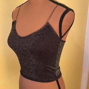 Free People , Black and Gold Shimmer Bralette . Size S . NWOT